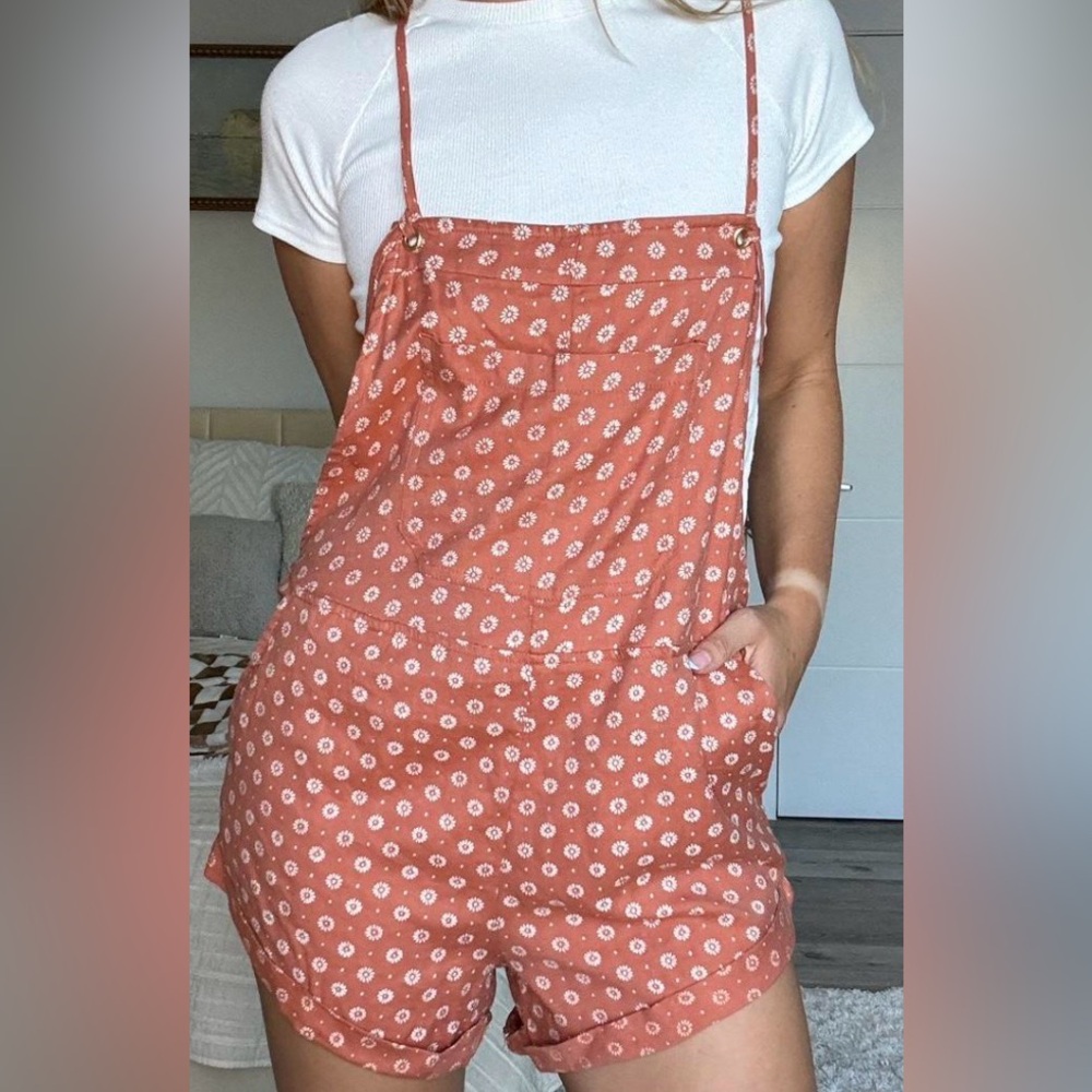 Billabong Orange Floral Jumpsuit